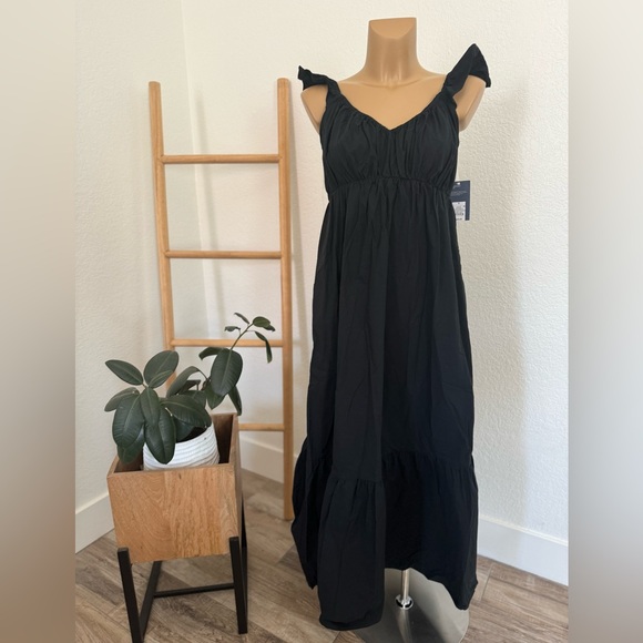 NWT Women's Flutter Cap Sleeve Maxi A-Line Dress - Universal Thread Black - Picture 5 of 6